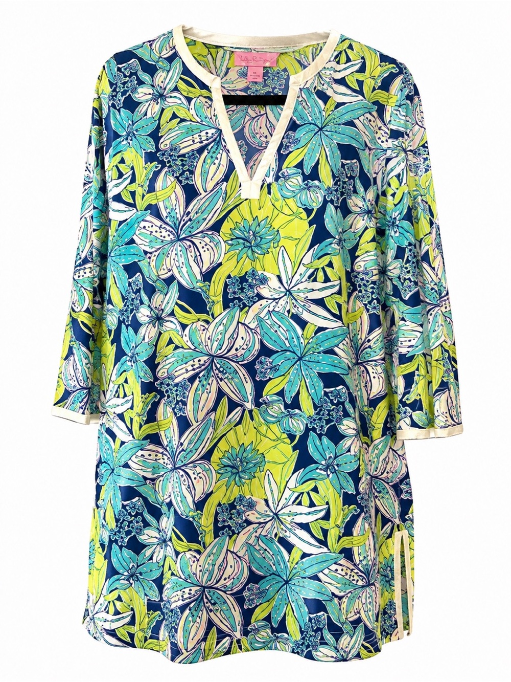 Lilly Pulitzer XL navy line and teal tunic lightweight beach/pool  cover up